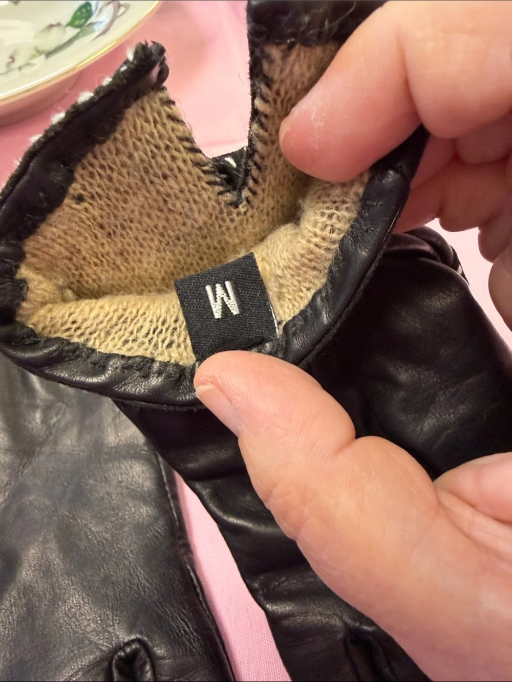 Ann Taylor Black Leather Gloves with Polka-Dot Bow Trim